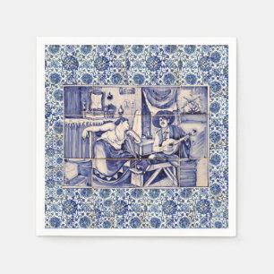 Papel Guardanapo azuis do cocktail do azulejo de Azulejo