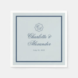 Papel Guardanapo Clássico Azul Empoeirado de Casamento à