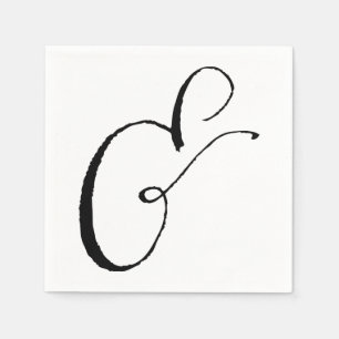 Papel Guardanapo com Ampersand de Caligrafia, Preto e Br