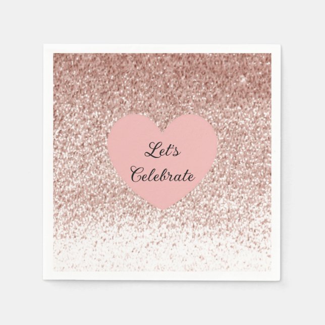 Papel Guardanapo com Design de Brilho Falso em Rose Gold (Frente)