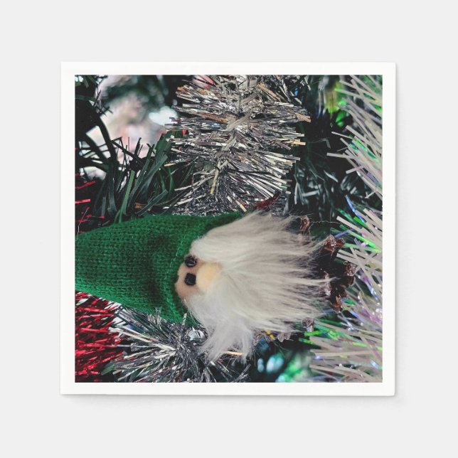 Papel guardanapo com enfeite de gnomo de natal (Frente)