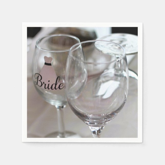 Papel Guardanapo com taça de vinho da noiva (Frente)