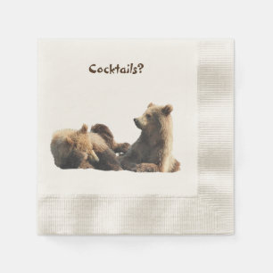 Papel Guardanapo Coquetel cunhado com filhotes de urso p