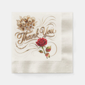 Papel Guardanapo de agradecimento floral dourado com ros