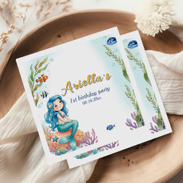 Papel Guardanapo de Aniversário da Sereia Caprichosa Sob