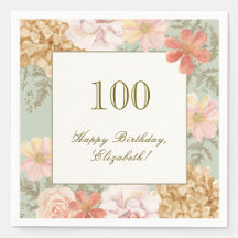 Guardanapo de Aniversário de 100 anos Cor Outonal 