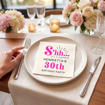 Guardanapo de Aniversário de 30 Anos Rosa Choque O