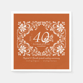 Papel Guardanapo de aniversário de 40 anos em laranja es
