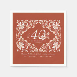 Papel Guardanapo de aniversário de 40 anos em vermelho d