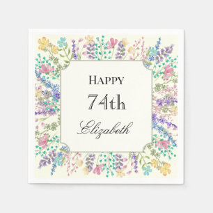 Papel Guardanapo de aniversário de 74 anos com flores co