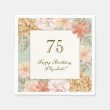 Guardanapo de aniversário de 75 anos cor de outono