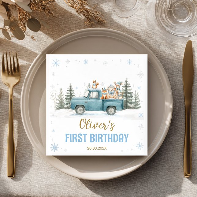 Papel Guardanapo de Aniversário de Animais da Floresta d (Criador carregado)