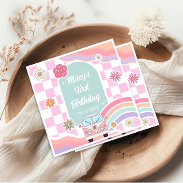 Papel Guardanapo de Aniversário de Carro Daisy Arco-íris