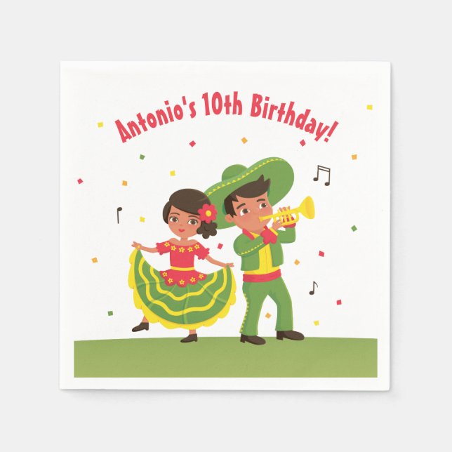 Papel Guardanapo de Aniversário de Crianças Hispânicas F (Frente)