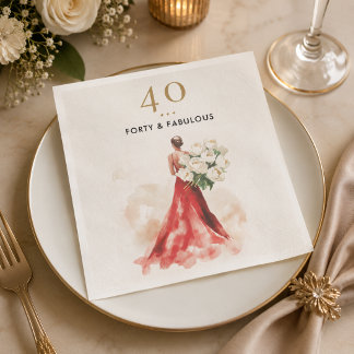 Papel Guardanapo de Aniversário de Vestido Vermelho Luxo