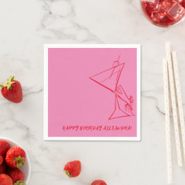 Papel Guardanapo de Aniversário Rosa Vermelho Moderno Sk