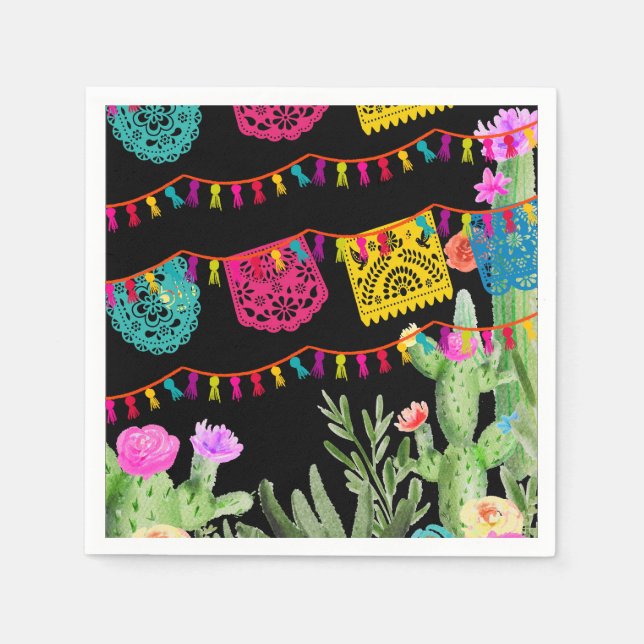 Papel Guardanapo de Banners Mexicanos Florais Cactus Fie (Frente)