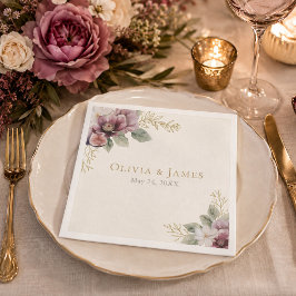 Papel Guardanapo de casamento botânico com ameixa e azei