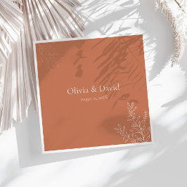 Papel Guardanapo de casamento botânico de terracota escu