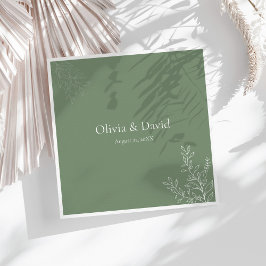 Papel Guardanapo de casamento botânico verde Sage escuro