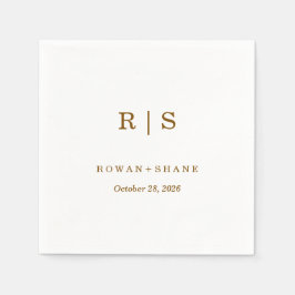 Papel Guardanapo de casamento branco elegante com monogr