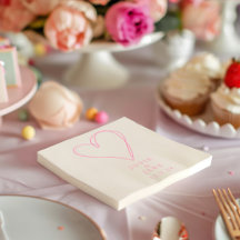Guardanapo de casamento com coração de amor rosa m