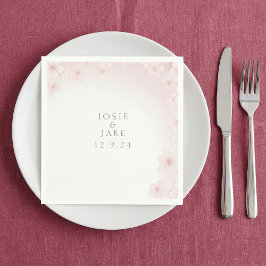 Papel Guardanapo de casamento com flor de cerejeira rosa