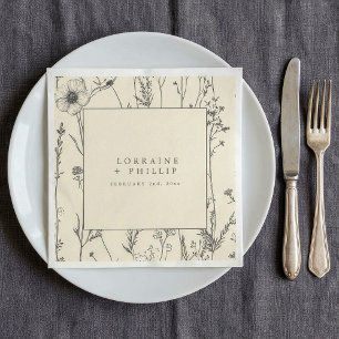 Papel Guardanapo de casamento com flores silvestres deli