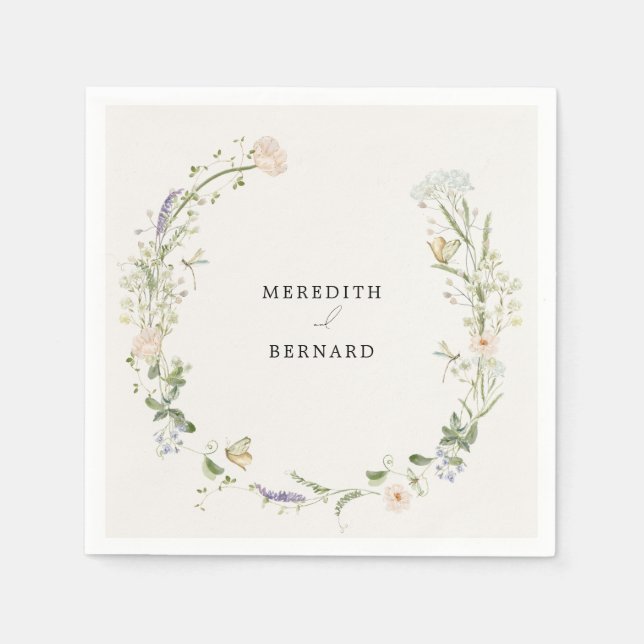 Papel Guardanapo de casamento com flores silvestres rúst (Frente)