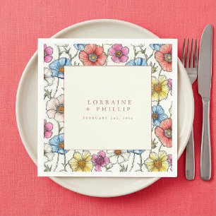 Papel Guardanapo de casamento com flores silvestres vibr