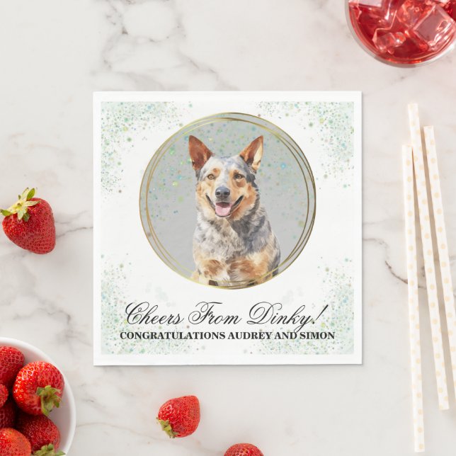 Papel Guardanapo de Casamento com Foto do Cão de Gado Au (Insitu)