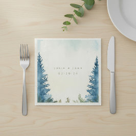 Papel Guardanapo de casamento com pinheiros verdes