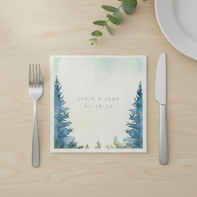 Papel Guardanapo de casamento com pinheiros verdes (Criador carregado)