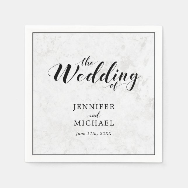Papel Guardanapo de casamento com tipografia moderna | M (Frente)