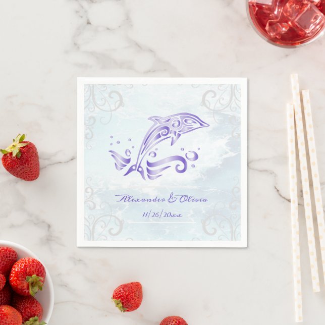 Papel Guardanapo de Casamento de Golfinho Roxo (Insitu)