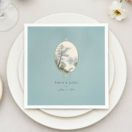 Papel Guardanapo de casamento de veludo azul poeirento c