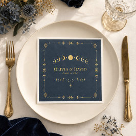 Papel Guardanapo de casamento dourado azul meia-noite gó