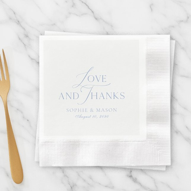 Papel Guardanapo de casamento Dusty Blue Love and Thanks (Criador carregado)