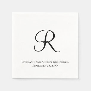 Papel Guardanapo de casamento elegante preto e branco co
