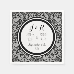 Papel Guardanapo de casamento em damasco cinza prateado 