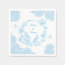 Guardanapo de casamento floral azul 💙 Nomes perso