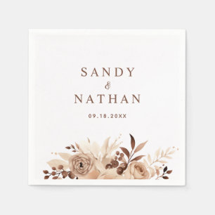 Papel Guardanapo de casamento floral boho bege