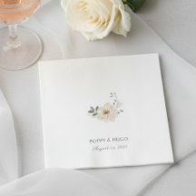 Guardanapo de casamento floral branco e chique