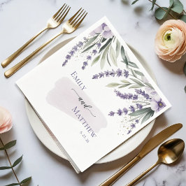 Papel Guardanapo de casamento floral com verde lavanda