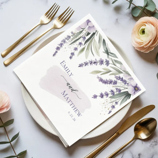 Papel Guardanapo de casamento floral com verde lavanda