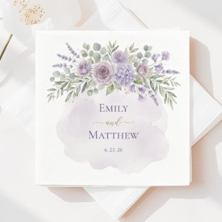 Papel Guardanapo de casamento floral de lavanda