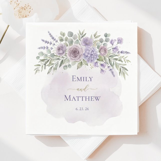 Papel Guardanapo de casamento floral de lavanda (Criador carregado)