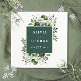 Papel Guardanapo de casamento floral elegante verde esme