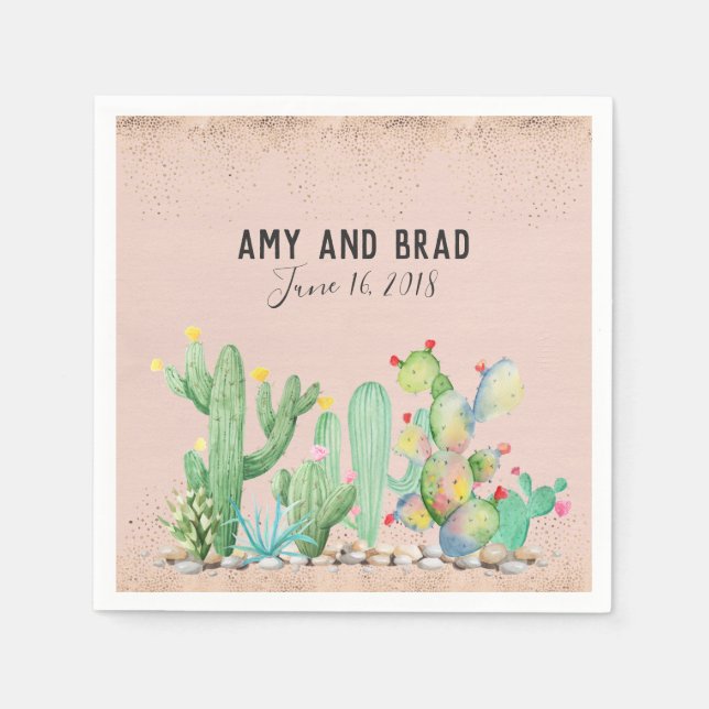 Papel Guardanapo de casamento Glam Cactus (Frente)