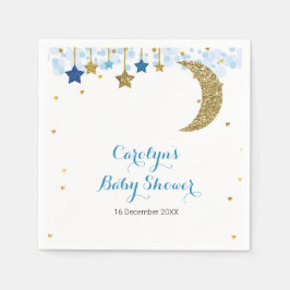 Papel Guardanapo de casamento glitter dourado lua azul